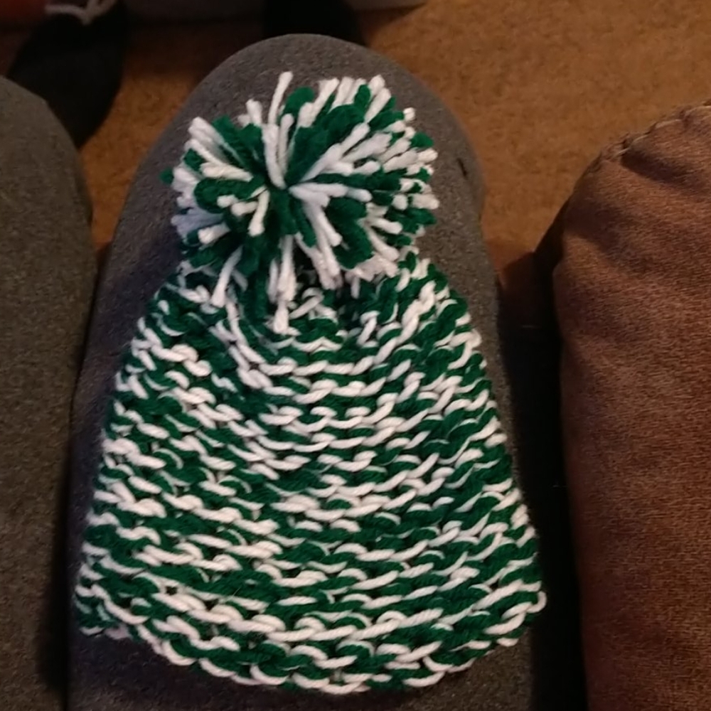 Baby beanie with flower pom